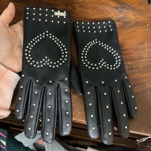 Kate Spade Black Studded Gloves